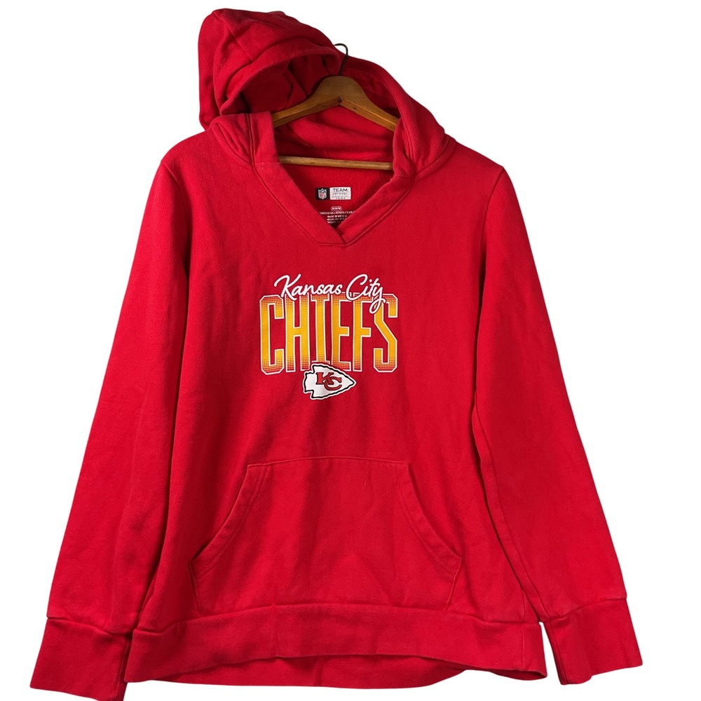 NFL Team Apparel Kansas City Chiefs Hoodie Womens Medium Red V-Neck Pullover